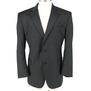 Jos A Bank Sport Coat Mens 44R Wool Black Gray Check Jacket Travelers Collection